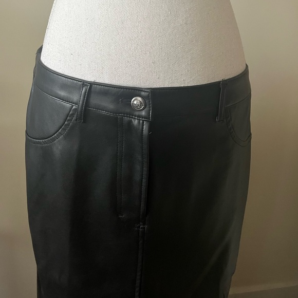 Max Studio Black Faux Leather Long Skirt with Front Slit Size Large NWT - Picture 10 of 13